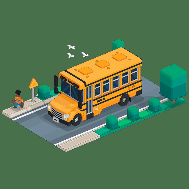 학교 버스를 모델링한 SketchUp for Schools 공식 일러스트